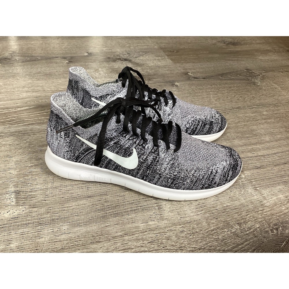Nike Womens Size 7 Free RN Flyknit 3 Oreo Running Shoes Sneakers 880844-003